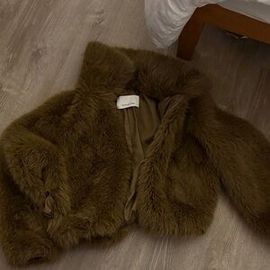 The Frankie Shop Chocolate Faux Fur Coat